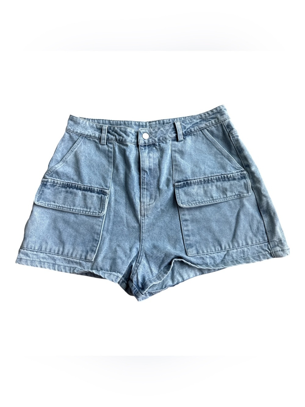 Altard State High-Waist Light Blue Denim Cargo Shorts